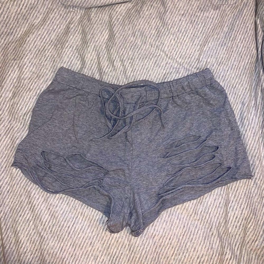 Ripped Grey Sweat Shorts
